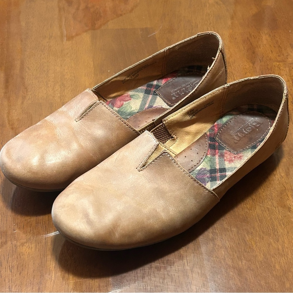 Born Womens Sebra Loafer Size 6.5M Flats Slip On Brown Leather Shoe Comfy Casual